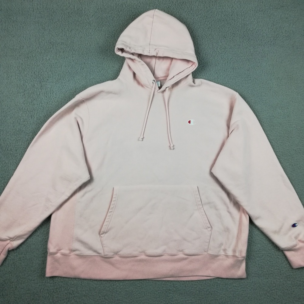 Vtg Champion Womens Sweatshirt Hoodie‎ Reverse Weave Light Pink Pocket 2XL